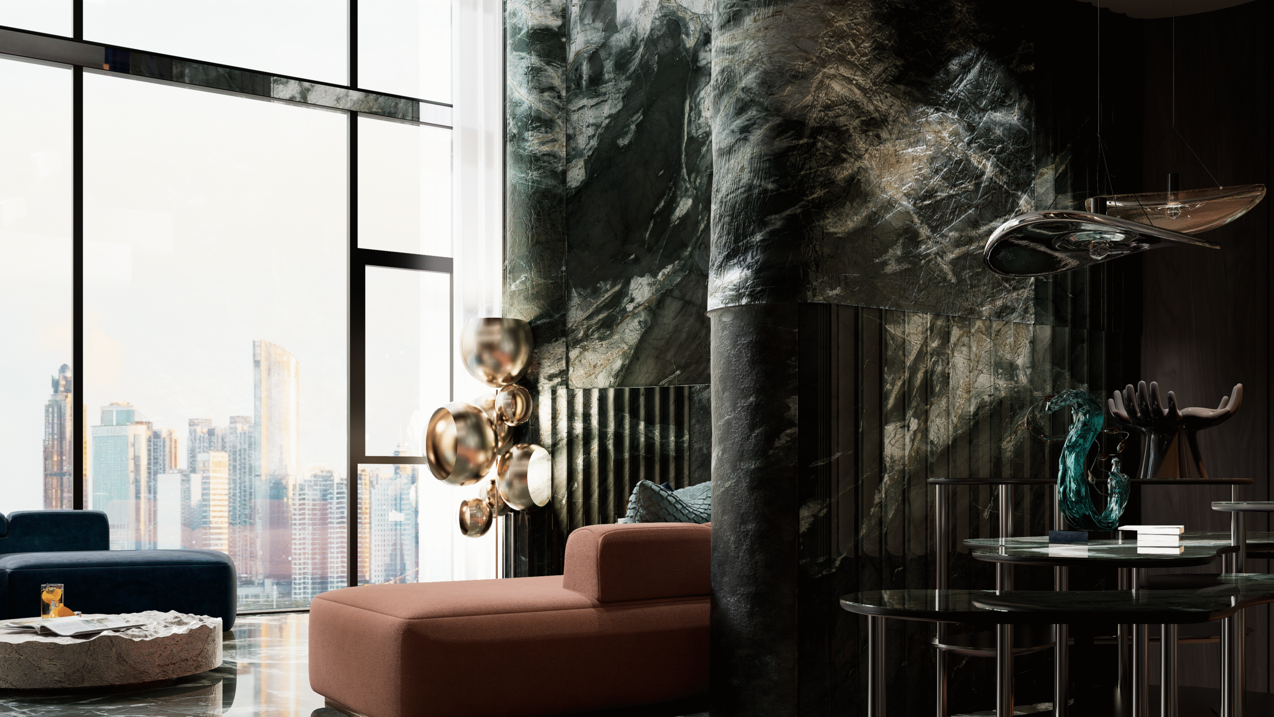 Premium stone installation background