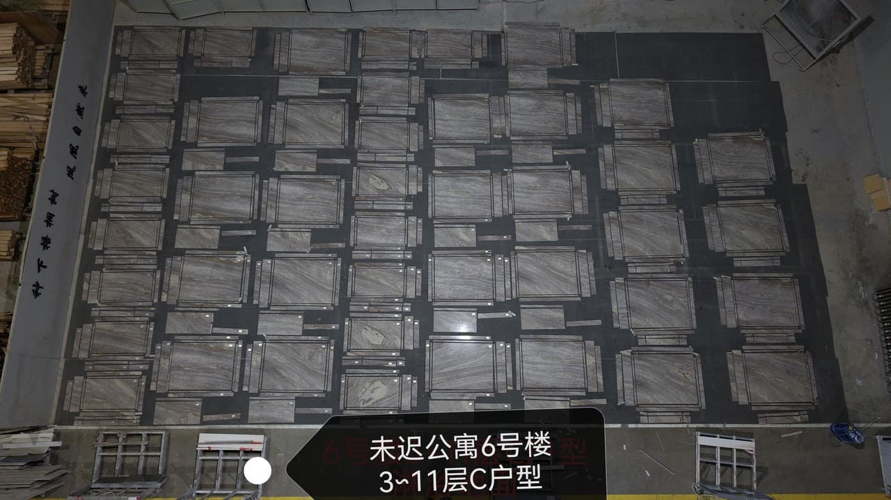 Roma Impression marble dry lay inspection for residential flooring project