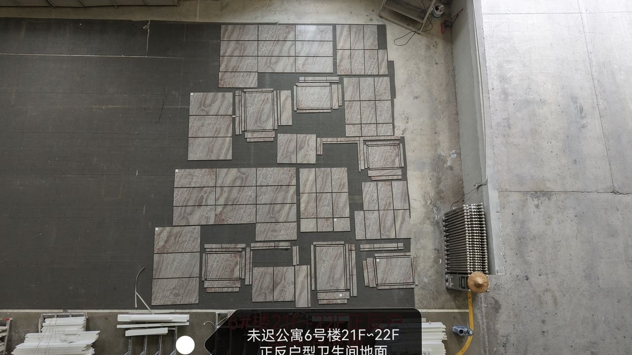 Roma Impression marble dry lay inspection for residential flooring project